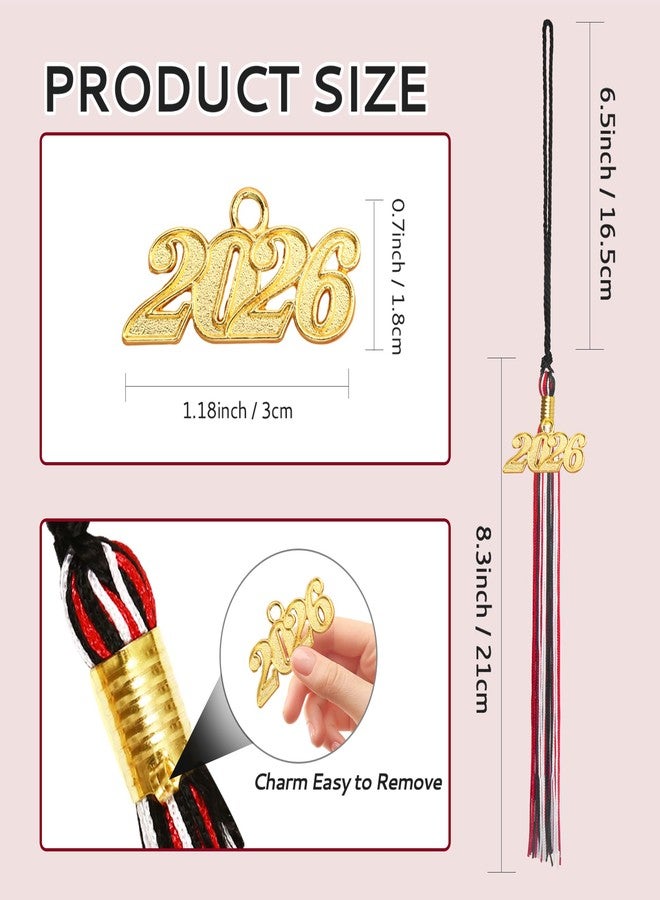 Nelisylux 2026 Tassel Graduation, Black Red White Graduation Tassel, 2026 Tassel Charms for Graduations Cap Decorations, Tassels Memorial Grad Cords for College High School Graduate Hat Ceremonies Accessories - Image 2